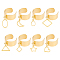 8Pcs 8 Style 304 Stainless Steel Open Cuff Rings Set with Hollow Charms, Star & Oval & Rhombus & Heart & Moon & Triangle, Golden, Inner Diameter: 17~18mm, 1Pc/style