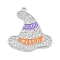 Rack Plating Brass Cubic Zirconia Pendants, Enamel, Lead Free & Cadmium Free, Long-Lasting, Hat Charm, Platinum, 22.5x21.5x2mm, Hole: 1.2mm