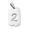 Non-Tarnish 304 Stainless Steel Pendants, Rectangle with Number, Stainless Steel Color, Num.2, 27.5x14.5x1.5mm, Hole: 7.5x3mm