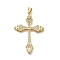 Rack Plating Brass Micro Pave Cubic Zirconia Pendants, Long-Lasting Plated, Lead Free & Cadmium Free, Cross Charms, Real 18K Gold Plated, 39.5x27.5x2mm, Hole: 5x3mm