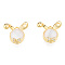 Brass Micro Pave Clear Cubic Zirconia Charms, with Glass, Nickel Free, Rabbit, Real 18K Gold Plated, 15x15x5mm, Hole: 0.9mm
