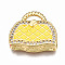 Brass Micro Pave Cubic Zirconia Enamel Pendants, Nickel Free, Bag, Real 16K Gold Plated, Yellow, 17.5x19x5mm, Hole: 3x6mm