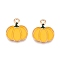 Thanksgiving Day Theme Alloy Enamel Pendants, Light Gold, Lead Free & Cadmium Free, Pumpkin, 18x15.5x1mm