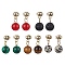 5 Pairs 5 Styles Natural & Synthetic Mixed Gemstone Round Ball Dangle Stud Earrings, Golden 304 Stainless Steel Drop Earrings, 18.5x8mm, 1 Pair/style