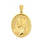 Ion Plating(IP) 304 Stainless Steel Pendants, Oval with Saint Charm, Golden, 35.5x26x4mm, Hole: 9.5x5mm