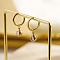 Cubic Zirconia Flat Round Dangle Earrings, 304 Stainless Steel Earrings, Golden, 25mm
