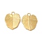 Ion Plating(IP) 304 Stainless Steel Pendants, Leaf Charm, Real 18K Gold Plated, 18x14x2mm, Hole: 2mm