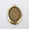 Vintage Tibetan Style Alloy Pendant Cabochon Settings, Plain Edge Bezel Cups, Cadmium Free & Nickel Free & Lead Free, Antique Bronze, Oval Tray: 40x30mm, 54x38x3mm, Hole: 3mm, about 111pcs/kg