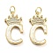 Brass Micro Pave Clear Cubic Zirconia Pendants, Cadmium Free & Lead Free, with Synthetic Opal, Real 18K Gold Plated, with Jump Ring, Letter C, 26.5~33x14~23.5x3.5~4.5mm, Hole: 4.5mm