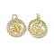 Real 18K Gold Plated Brass Micro Pave Clear Cubic Zirconia Pendants, Cadmium Free & Nickel Free & Lead Free, with Jump Ring, Ring with Constellation Charms, Scorpio, 18.5x16x3mm, Hole: 3.4mm