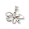 Rack Plating Brass Pendants, Long-Lasting Plated, Lead Free & Cadmium Free, Bowknot, Platinum, 13x21x4.5mm, Hole: 8x3.5mm