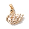 Brass Pendants, with Glass, Swan, Golden, Clear, 19x19x6mm, Hole: 4x3mm