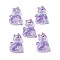Transparent Resin Bowknot Kitten Decoden Cabochons, Cat Shape with Glitter Powder, Lilac, 28x20x7mm