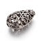 Brass Micro Pave Cubic Zirconia Beads, teardrop, Gunmetal, 16x10x7mm, Hole: 1.5mm