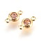 304 Stainless Steel Rhinestone Links connectors, Flat Round, Golden, Light Peach, 12x6.5x4mm, Hole: 2mm