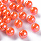 Opaque Acrylic Beads, AB Color Plated, Round, Orange Red, 20x19mm, Hole: 2~3mm