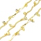 Handmade Eco-friendly Brass Curved Bar Link Chain, with Drop and Glass Charms, Long-Lasting Plated, Golden, Soldered, with Spool, Golden, 15.5x1.5x1mm