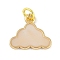 Brass Enamel Pendants, with Jump Ring, Cadmium Free & Nickel Free & Lead Free, Real 18K Gold Plated, Cloud, 13x14.5x1.5mm, Hole: 3mm