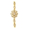 Brass Pave Clear Cubic Zirconia Flower Links Connector Charms, Long-Lasting Plated, Lead Free & Cadmium Free, Real 18K Gold Plated, 53x15x4mm, Hole: 1mm
