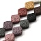 Dyed Natural Lava Rock Beads Strands, Rhombus, Mixed Color, 14~14.5x14~14.5x5~6mm, Hole: 1.2mm, about 28pcs/strand, 15.55''(39.5cm)