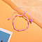 Cross Nylon Cord Braided Bead Bracelets, Rosary Cord Bracelets for Couple Friends, Violet, 6-1/4~11-3/4 inch(16~30cm)