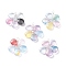 Wire Wrapped Glass Pendants, with Brass Findings, Flower, Silver, 30.5x29x5mm, Hole: 2mm