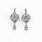 Brass Micro Pave Clear Cubic Zirconia Pendants, Nickel Free, Square, Real Platinum Plated, 21x9x6mm, Hole: 2x2mm, square: 5x3x3mm
