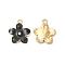 Alloy Enamel Pendants, Cadmium Free & Nickel Free & Lead Free, Golden, Flower Charm, Black, 16x14x2.4mm, Hole: 1.5mm