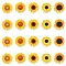 30Pcs 5 Styles Printed Wood Beads, Sunflower, Gold, 18~20x5.5~6.5mm, Hole: 2~2.5mm, 6pcs/style