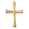304 Stainless Steel Pendants, Cross Charm, Real 14K Gold Plated, 26x17x3mm, Hole: 1mm
