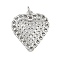 Brass Micro Pave Cubic Zirconia Pendants, with Jump Ring, Heart Charms, Rack Plating, Long-Lasting Plated, Lead Free & Cadmium Free, Platinum, 22.5x20.5x4mm, Hole: 3mm