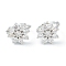 Brass Micro Pave Clear Cubic Zirconia Huggie Hoop Earrings, Flower, Platinum, 13.5mm, Pin: 1x0.5mm