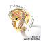 Elegant Brass Pave Cubic Zirconia Double Circle Rings, Perfect Gift for Her, Golden, Inner Diameter: 17mm