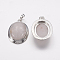 Natural Rose Quartz Pendants, with Platinum Tone Alloy Findings, Oval, 37x25x10mm, Hole: 4x8mm