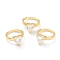 Dual-use Items, Brass Micro Pave Clear Cubic Zirconia Finger Rings or Charms, Solitaire Ring, Heart, Golden, 15x12x6mm, Inner Diameter: 9.5mm