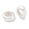 Rack Plating Brass Beads, Long-Lasting Plated, Lead Free & Cadmium Free, Flat Round, Large Hole Bead, Silver, 17.5x6mm, Hole: 10.6mm
