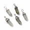 Natural Labradorite Pointed Pendants, Faceted, with Platinum Tone Brass Findings, Lead free & Cadmium Free, Bullet, 27~30x9~10x7~8mm, Hole: 4x3mm