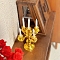 Alloy Candlestick Holder Mini Model, with Resin, Micro Landscape Dollhouse Accessories, Pretending Prop Decorations, Golden, 55x30mm