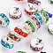 Brass Grade A Rhinestone Spacer Beads, Silver Color Plated, Nickel Free, Rondelle, Mixed Color, 7x3.2mm, Hole: 1.2mm