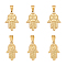 6Pcs 304 Stainless Steel Pendants, Hamsa Hand with Star of David, Golden, 28.5x19.5x2.5mm, Hole: 9x4.5mm