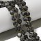 Natural Larvikite Beads Strands, with Seed Beads, Faceted, Dice, 8x8mm, Hole: 1.2mm, about 39~42pcs/strand, 15.51''~15.75''(39.4~40cm)