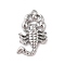 Alloy Pendants, Scorpion Charm, Platinum, 37.5x24x5mm, Hole: 3mm