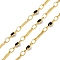Brass Bar Link Chains, with Glass, Soldered, Cadmium Free & Nickel Free & Lead Free, with Spool, Flat Round, Golden, 8.5x2x1mm, about 32.81 Feet(10m)/Roll