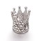 304 Stainless Steel European Style Beads, Large Hole Beads, with Rhinestone, Crown, Stainless Steel Color, Crystal, 11x10mm, Hole: 4.5mm