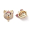 Brass Micro Pave Cubic Zirconia Kitten Links connectors, Cat Head Shape, Magenta & Clear, Golden, 18.5x15x7mm, Hole: 1.2mm
