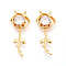 Brass Micro Pave Cubic Zirconia Pendants, Flower, Nickel Free, Long-Lasting Plated, Real 18K Gold Plated, 29~30x12~12.5x4.5mm, Hole: 1.2mm