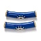 Brass Micro Pave Clear Cubic Zirconia Tube Beads, Long-Lasting Plated, with Enamel, Tube with Evil Eye, Real 18K Gold Plated, Blue, 38x8x7.5mm, Hole: 4mm