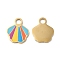 Ion Plating(IP) 316L Surgical Stainless Steel Pendants, Nickel Free, with Enamel, Shell Shape Charm, Real 18K Gold Plated, 18x15x1.5mm, Hole: 3.5mm