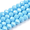 Electroplate Glass Beads Strands, Pearl Luster Plated, Faceted, Rondelle, Deep Sky Blue, 2.9~3.3x2mm, Hole: 0.8mm, about 144~150pcs/strand, 35~37cm