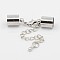Iron Chain Extender, with Lobster Claw Clasps and Brass Cord Ends, Platinum, 34mm, Cord End: 10x6mm, hole: 5mm